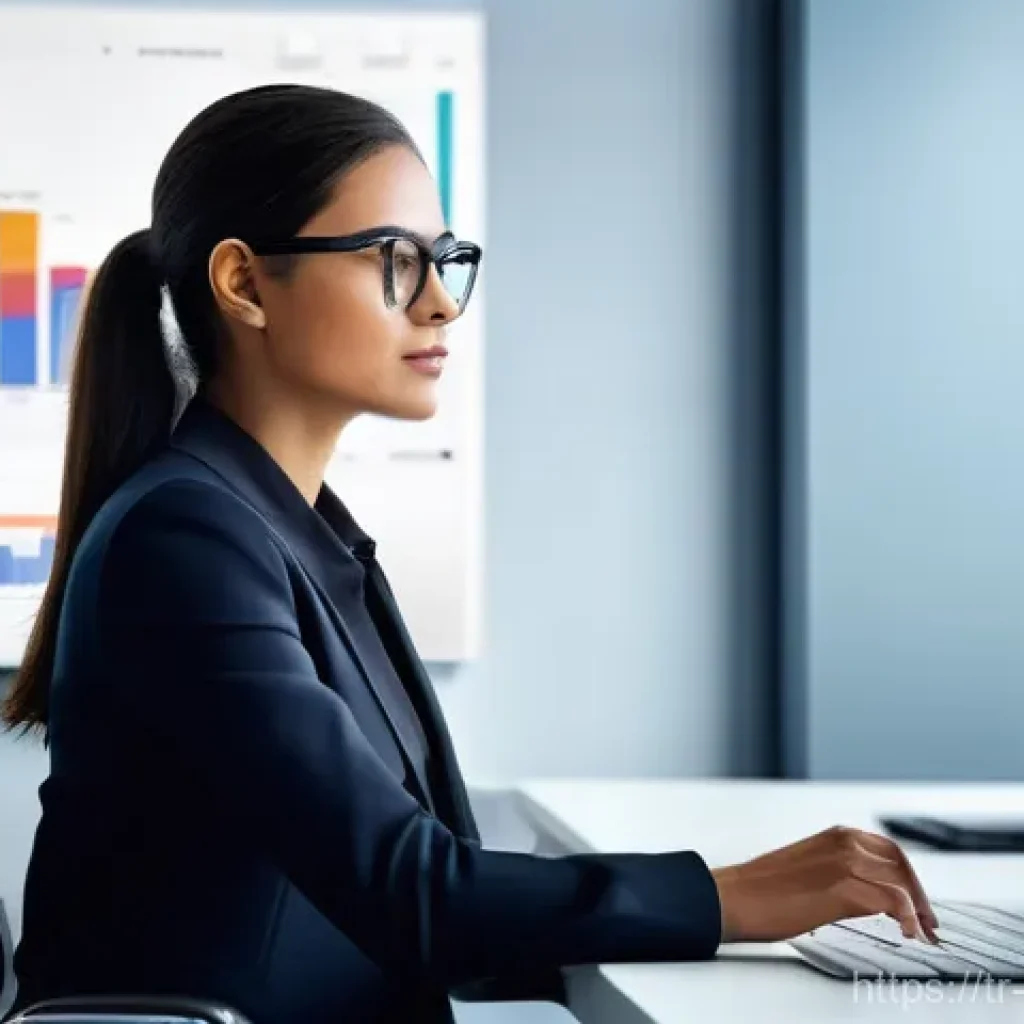 전환율 최적화를 위한 데이터 분석 기법 - **Prompt:** A focused female data analyst, depicted as a modern digital detective, wearing smart cas...