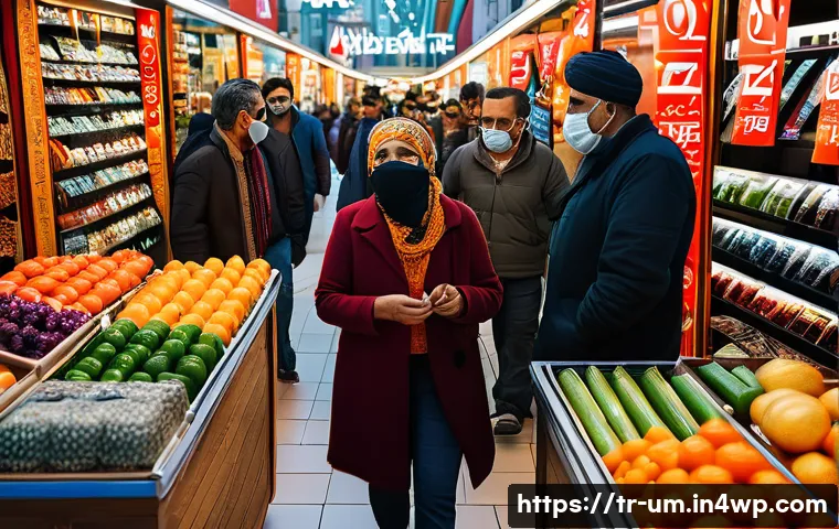 고객의 심리적 요인을 활용한 전환 전략 - A modern Turkish marketplace scene showing diverse adult customers experiencing emotional excitement...